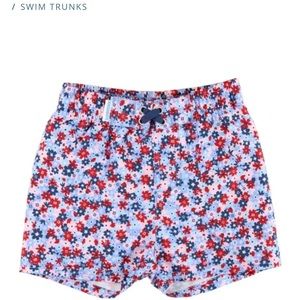 NWT: RuffleButts Red White and Bloom Swim Trunks Size 6
